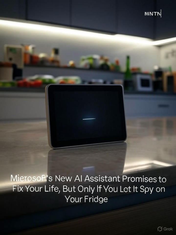 Image for Microsoft's New AI Assistant Promises to Fix Your Life, But Only If You Let It Spy on Your Fridge Image that is a representation of Microsoft's New AI Assistant Promises to Fix Your Life, But Only If You Let It Spy on Your Fridge