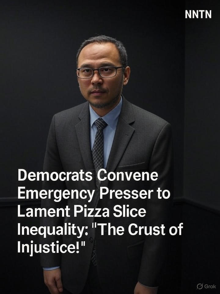 Image that is a representation of Democrats Convene Emergency Presser to Lament Pizza Slice Inequality: 'The Crust of Injustice!'
