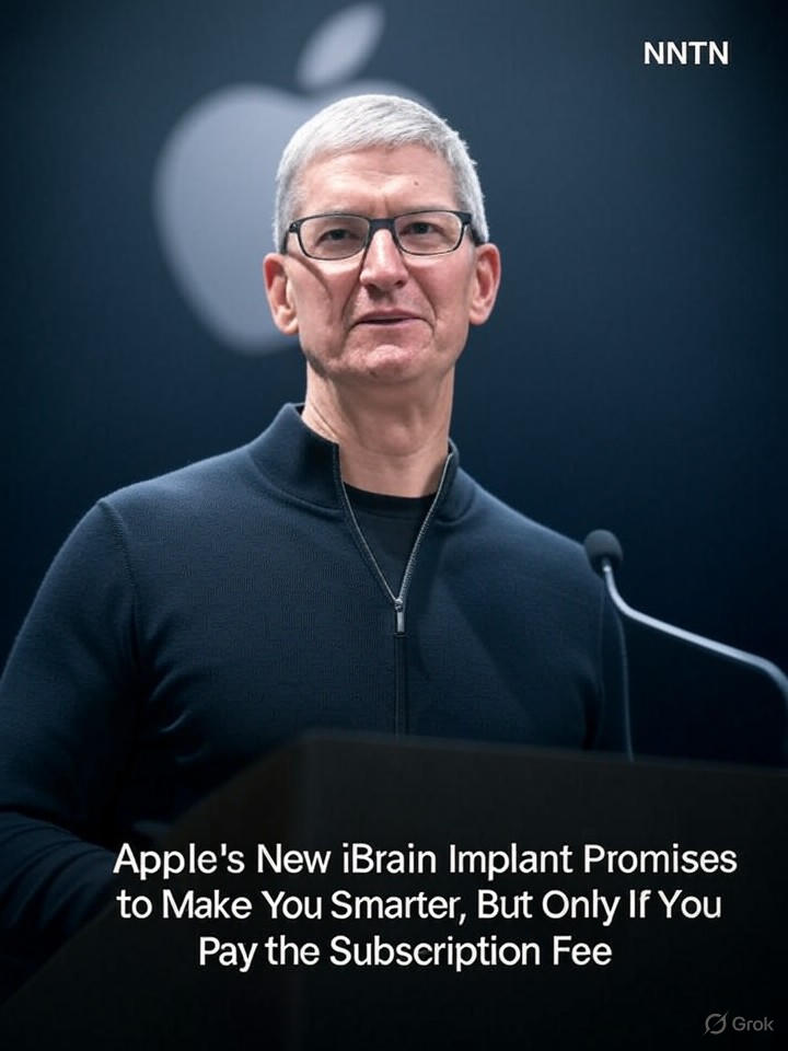 Image for Apple's New iBrain Implant Promises to Make You Smarter, But Only If You Pay the Subscription Fee Image that is a representation of Apple's New iBrain Implant Promises to Make You Smarter, But Only If You Pay the Subscription Fee