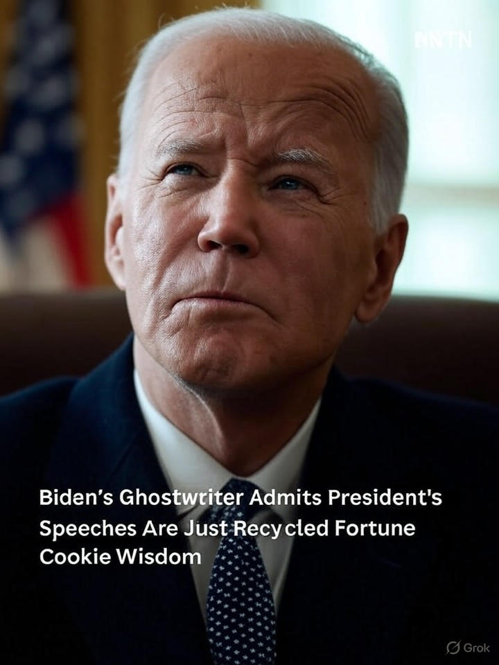 Image that is a representation of Biden's Ghostwriter Admits President's Speeches Are Just Recycled Fortune Cookie Wisdom