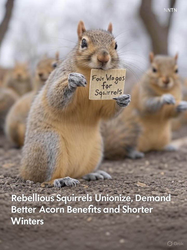 Image for Rebellious Squirrels Unionize, Demand Better Acorn Benefits and Shorter Winters Image that is a representation of Rebellious Squirrels Unionize, Demand Better Acorn Benefits and Shorter Winters