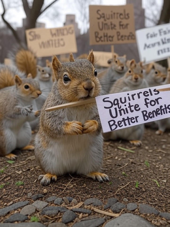 Image for Rebellious Squirrels Unionize, Demand Better Acorn Benefits and Shorter Winters Image that is a representation of Rebellious Squirrels Unionize, Demand Better Acorn Benefits and Shorter Winters