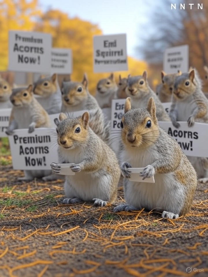 Image for Rebellious Squirrels Form Union, Demand Better Nuts and Fewer Bird Feeders Image that is a representation of Rebellious Squirrels Form Union, Demand Better Nuts and Fewer Bird Feeders