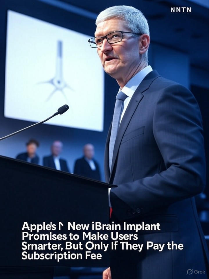 Image for Apple's New iBrain Implant Promises to Make Users Smarter, But Only If They Pay the Subscription Fee Image that is a representation of Apple's New iBrain Implant Promises to Make Users Smarter, But Only If They Pay the Subscription Fee
