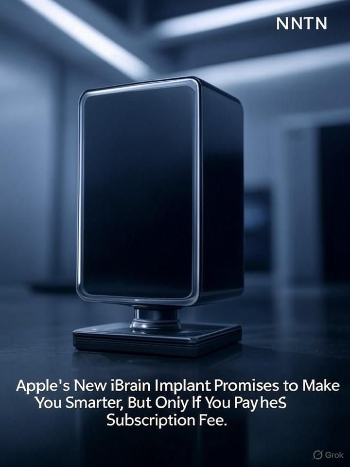 Image for Apple's New iBrain Implant Promises to Make You Smarter, But Only If You Pay the Subscription Fee Image that is a representation of Apple's New iBrain Implant Promises to Make You Smarter, But Only If You Pay the Subscription Fee