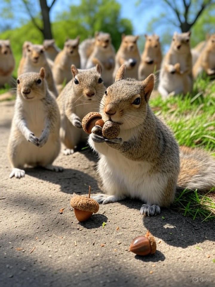 Image for Rebellious Squirrels Stage Nut Hoarding Protest, Demand Better Acorn Wages from Trees Image that is a representation of Rebellious Squirrels Stage Nut Hoarding Protest, Demand Better Acorn Wages from Trees