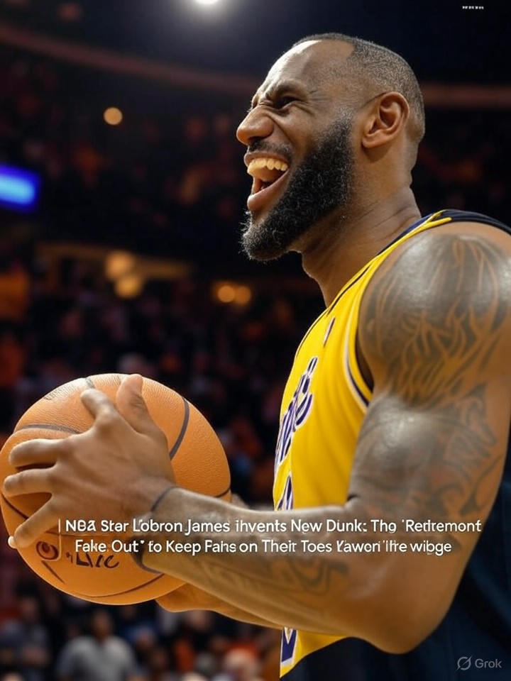 Image that is a representation of NBA Star LeBron James Invents New Dunk: The 'Retirement Fake-Out' to Keep Fans on Their Toes