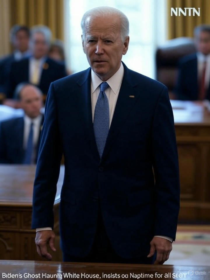 Image that is a representation of Biden's Ghost Haunts White House, Insists on Naptime for All Staff