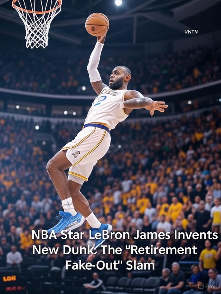 Image for NBA Star LeBron James Invents New Dunk: The 'Retirement Fake-Out' Slam Image that is a representation of NBA Star LeBron James Invents New Dunk: The 'Retirement Fake-Out' Slam