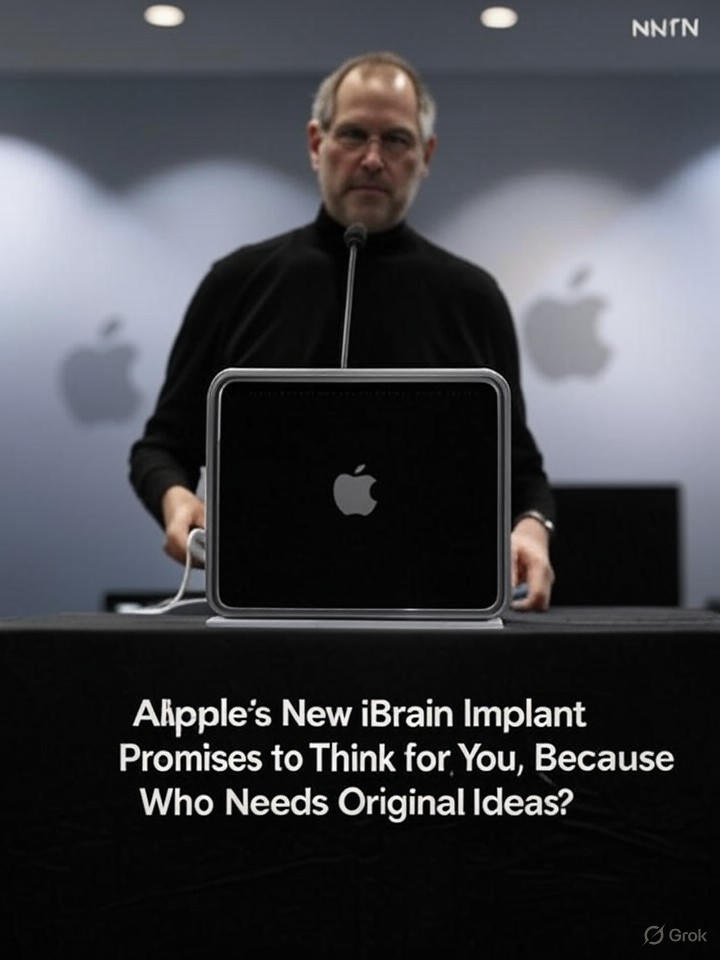 Image for Apple's New iBrain Implant Promises to Think for You, Because Who Needs Original Ideas? Image that is a representation of Apple's New iBrain Implant Promises to Think for You, Because Who Needs Original Ideas?
