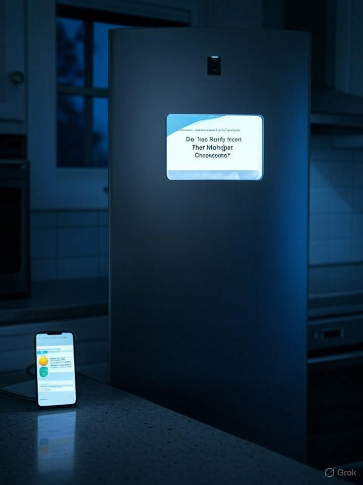 Image that is a representation of Smart Fridge Now Judging Users: Sends Push Notification ‘Do You Really Need That Midnight Cheesecake?’