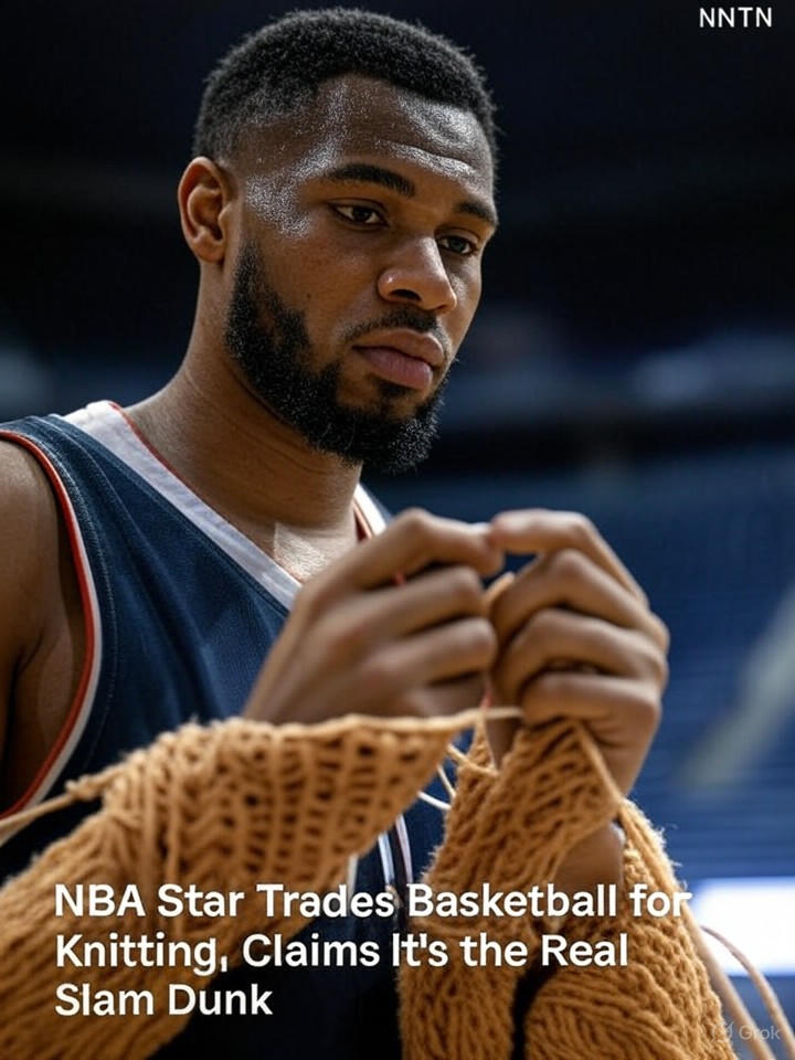 Image for NBA Star Trades Basketball for Knitting, Claims It's the Real Slam Dunk Image that is a representation of NBA Star Trades Basketball for Knitting, Claims It's the Real Slam Dunk