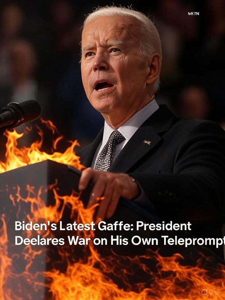 Image for Biden's Latest Gaffe: President Declares War on His Own Teleprompter Image that is a representation of Biden's Latest Gaffe: President Declares War on His Own Teleprompter
