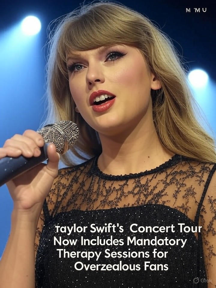 Image for Taylor Swift's Concert Tour Now Includes Mandatory Therapy Sessions for Overzealous Fans Image that is a representation of Taylor Swift's Concert Tour Now Includes Mandatory Therapy Sessions for Overzealous Fans