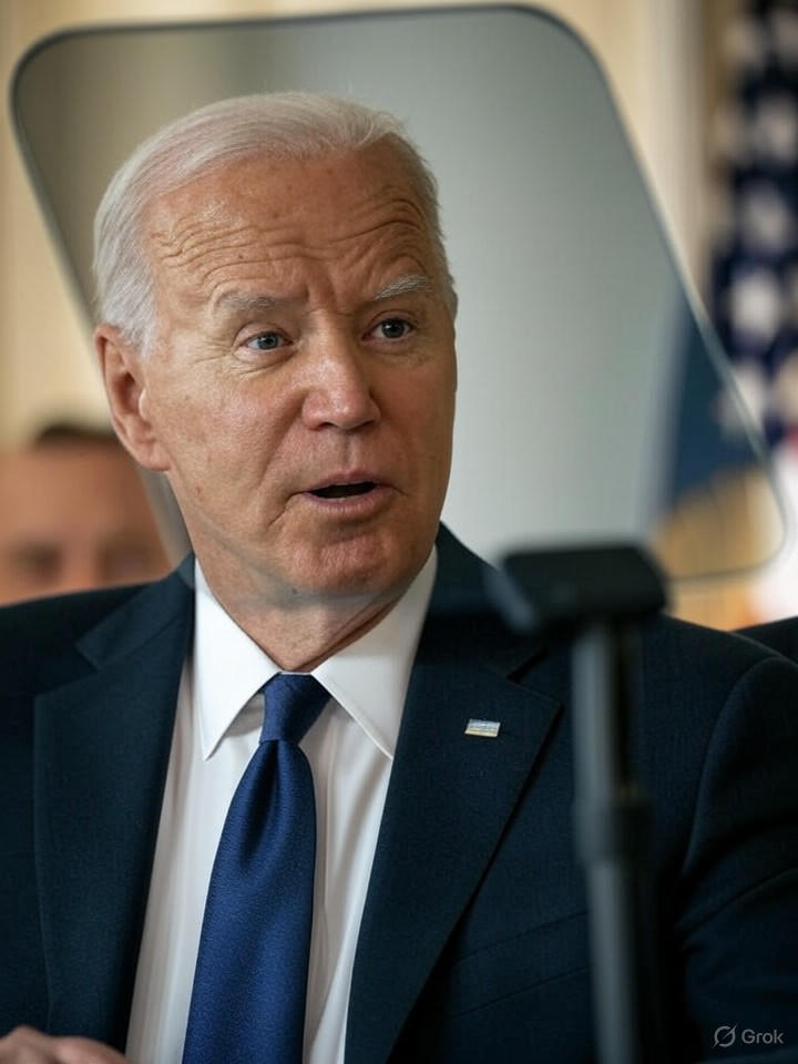 Image that is a representation of Biden's Latest Gaffe: Declares War on His Own Teleprompter During Press Conference