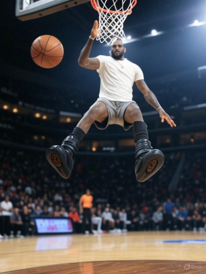 Image for NBA Star LeBron James Invents New Dunk: The 'Gravity Defier' That Involves Actual Anti-Gravity Boots Image that is a representation of NBA Star LeBron James Invents New Dunk: The 'Gravity Defier' That Involves Actual Anti-Gravity Boots