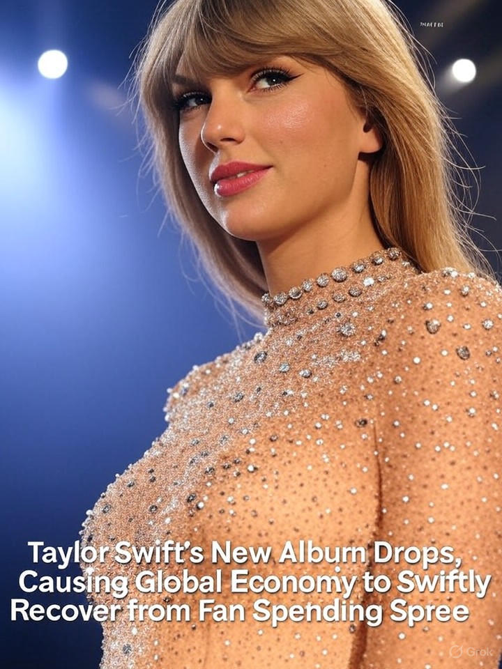 Image for Taylor Swift's New Album Drops, Causing Global Economy to Swiftly Recover from Fan Spending Spree Image that is a representation of Taylor Swift's New Album Drops, Causing Global Economy to Swiftly Recover from Fan Spending Spree