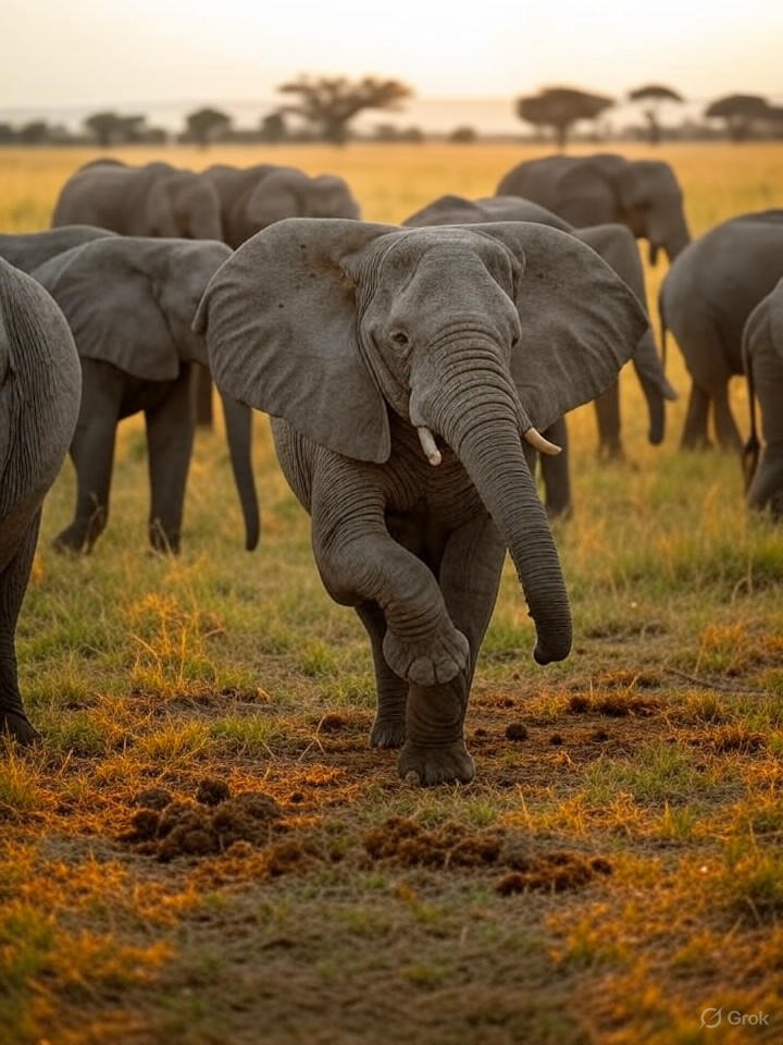 Image that is a representation of Elephant Herd Masters TikTok, Goes Viral with Trunk Dances Outshining Human Influencers