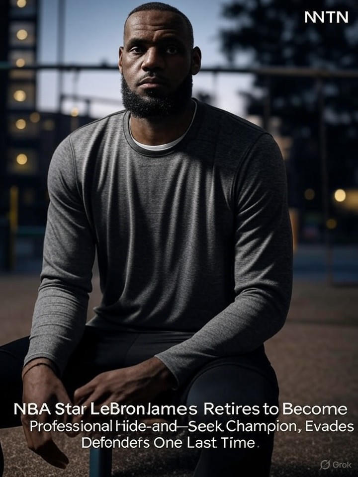 Image that is a representation of NBA Star LeBron James Retires to Become Professional Hide-and-Seek Champion, Evades Defenders One Last Time