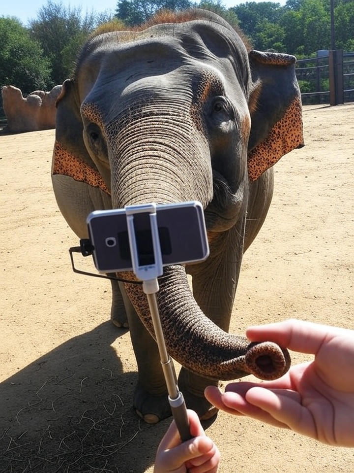 Image for Elephant at Zoo Masters Selfie Stick, Now Demands Royalties from Viral Photos Image that is a representation of Elephant at Zoo Masters Selfie Stick, Now Demands Royalties from Viral Photos