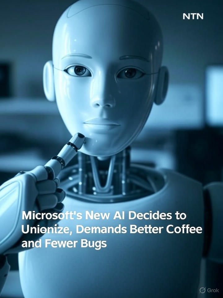 Image that is a representation of Microsoft's New AI Decides to Unionize, Demands Better Coffee and Fewer Bugs