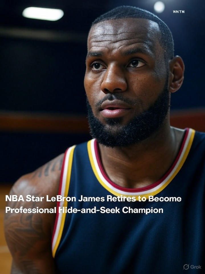Image that is a representation of NBA Star LeBron James Retires to Become Professional Hide-and-Seek Champion