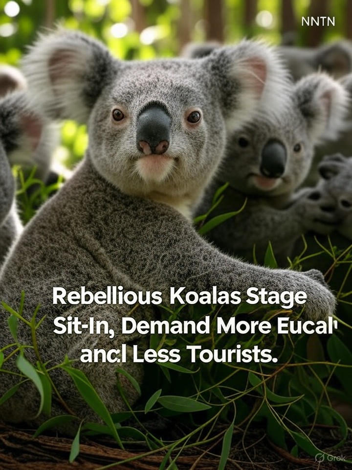 Image for Rebellious Koalas Stage Sit-In, Demand More Eucalyptus and Less Tourists Image that is a representation of Rebellious Koalas Stage Sit-In, Demand More Eucalyptus and Less Tourists