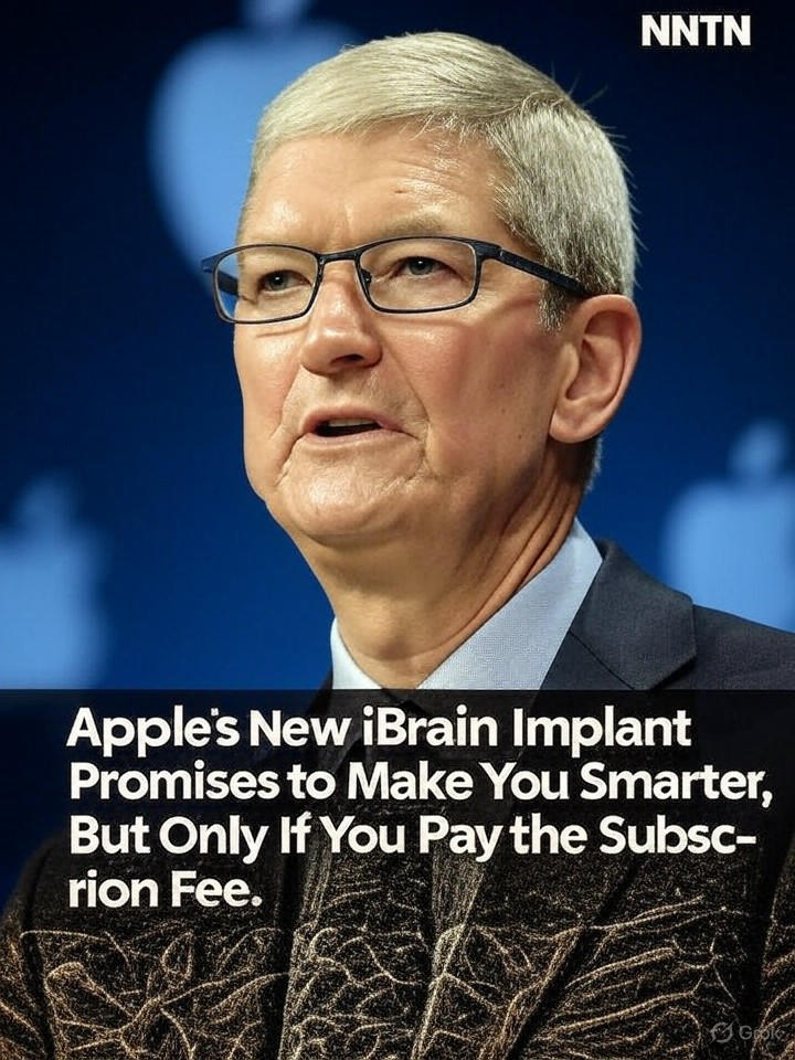 Image that is a representation of Apple's New iBrain Implant Promises to Make You Smarter, But Only If You Pay the Subscription Fee