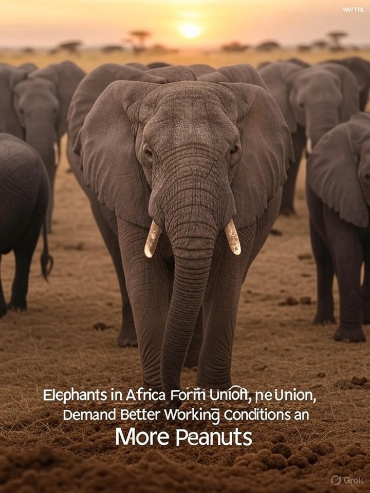 Image for Elephants in Africa Form Union, Demand Better Working Conditions and More Peanuts Image that is a representation of Elephants in Africa Form Union, Demand Better Working Conditions and More Peanuts
