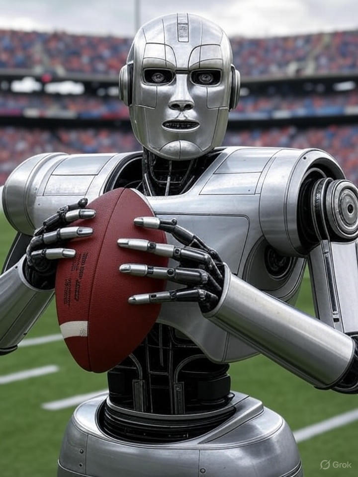 Image for NFL Introduces Robot Quarterbacks to Eliminate Concussions and Human Error, Fans Riot for 'Real' Football Image that is a representation of NFL Introduces Robot Quarterbacks to Eliminate Concussions and Human Error, Fans Riot for 'Real' Football