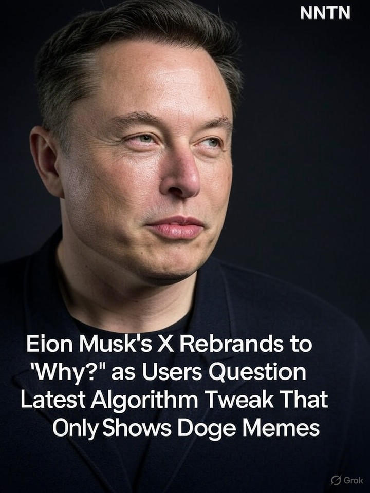 Image that is a representation of Elon Musk's X Rebrands to 'Why?' as Users Question Latest Algorithm Tweak That Only Shows Doge Memes