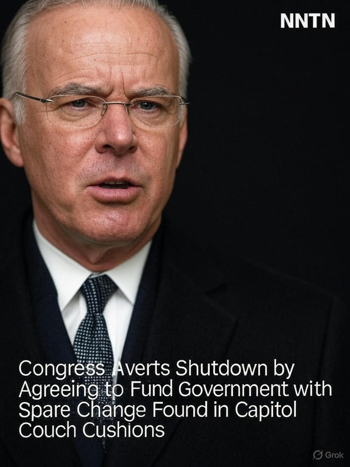 Image that is a representation of Congress Averts Shutdown by Agreeing to Fund Government with Spare Change Found in Capitol Couch Cushions