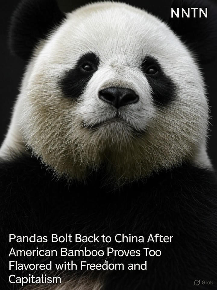 Image that is a representation of Pandas Bolt Back to China After American Bamboo Proves Too Flavored with Freedom and Capitalism