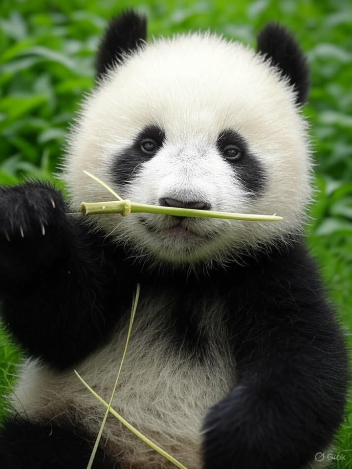 Image that is a representation of Baby Panda Born at Zoo, Already Mastering the Art of Bamboo Selfies