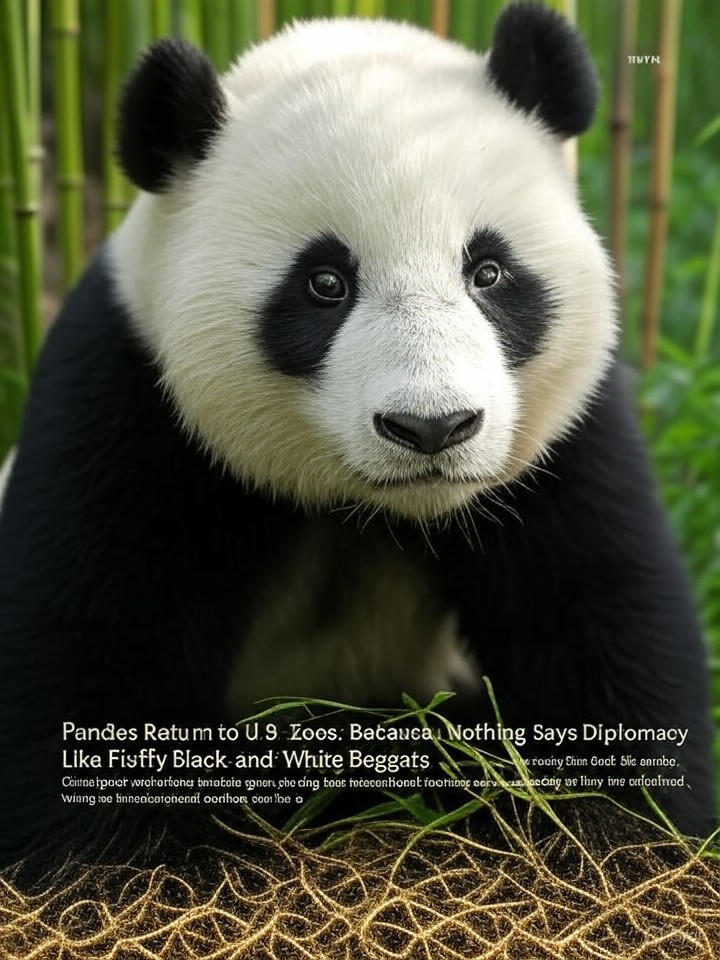 Image that is a representation of Pandas Return to U.S. Zoos: Because Nothing Says Diplomacy Like Fluffy Black-and-White Beggars
