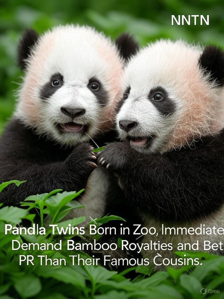Image that is a representation of Panda Twins Born in Zoo, Immediately Demand Bamboo Royalties and Better PR Than Their Famous Cousins