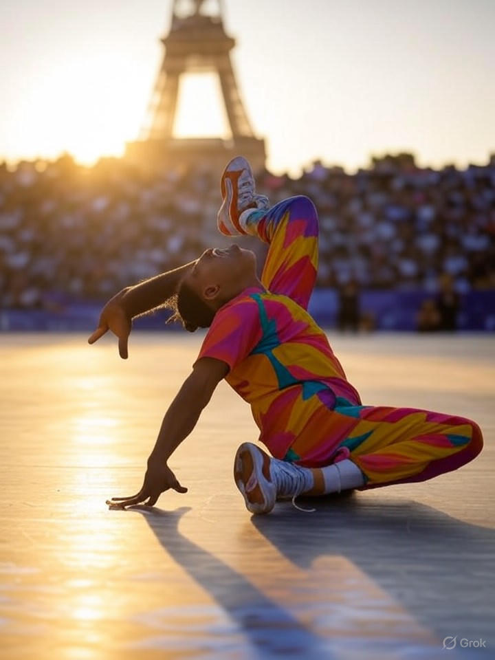 Image that is a representation of Olympic Breakdancers Spin Their Way to Gold, Proving Gravity is Just a Suggestion