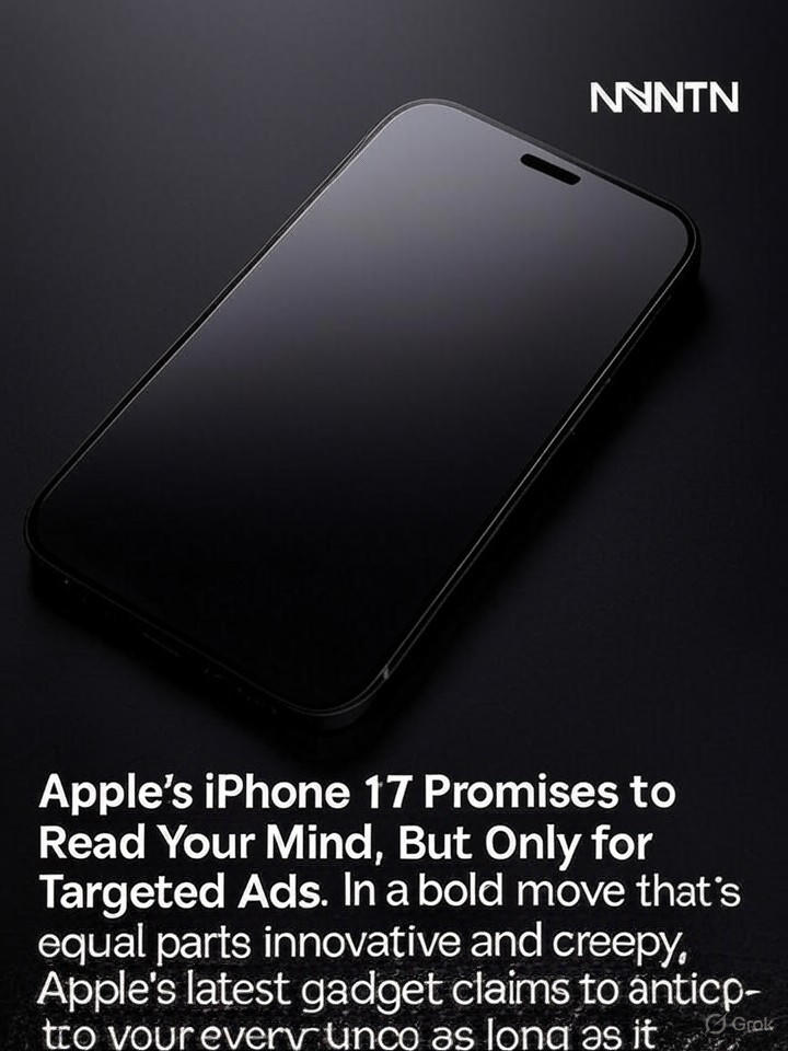 Image that is a representation of Apple's iPhone 17 Promises to Read Your Mind, But Only for Targeted Ads