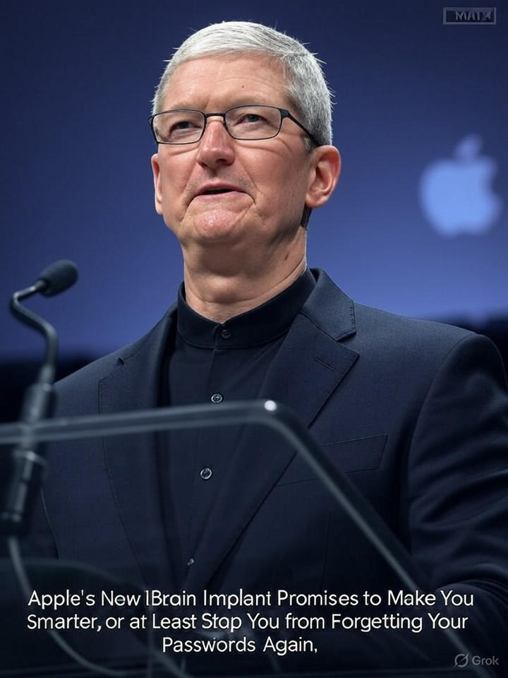 Image that is a representation of Apple's New iBrain Implant Promises to Make You Smarter, or at Least Stop You from Forgetting Your Passwords Again