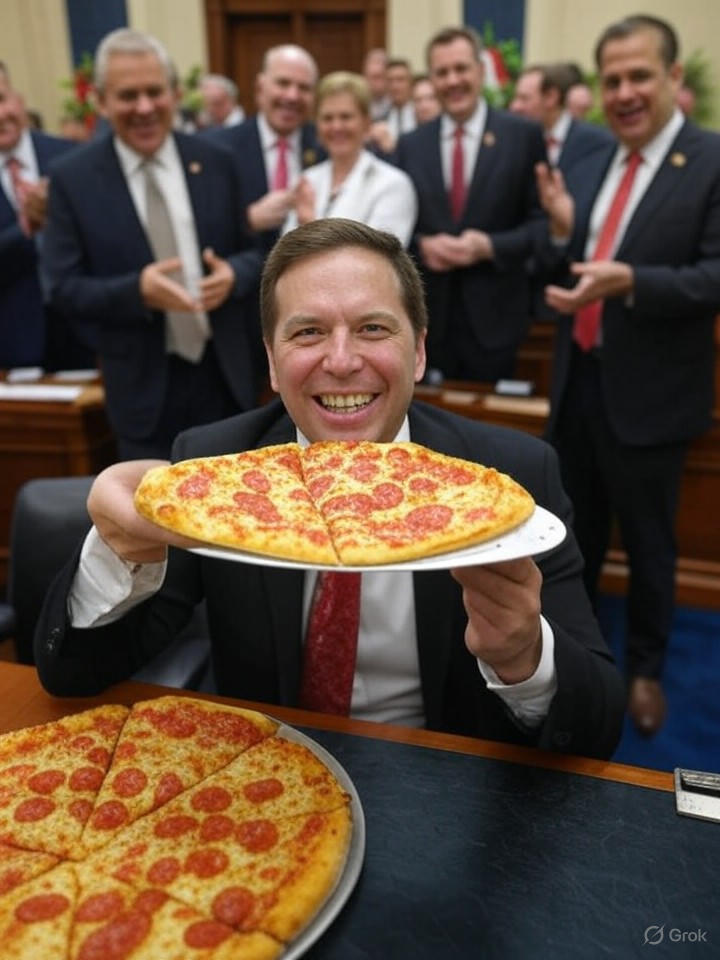 Image that is a representation of Congress Finally Passes Bill to Make Pizza the Official National Food, Ending Decades of Hot Dog Tyranny