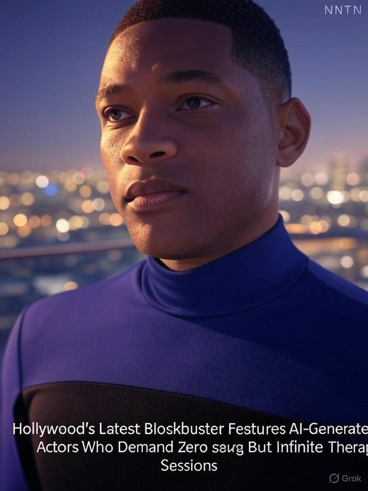 Image that is a representation of Hollywood's Latest Blockbuster Features AI-Generated Actors Who Demand Zero Salary But Infinite Therapy Sessions