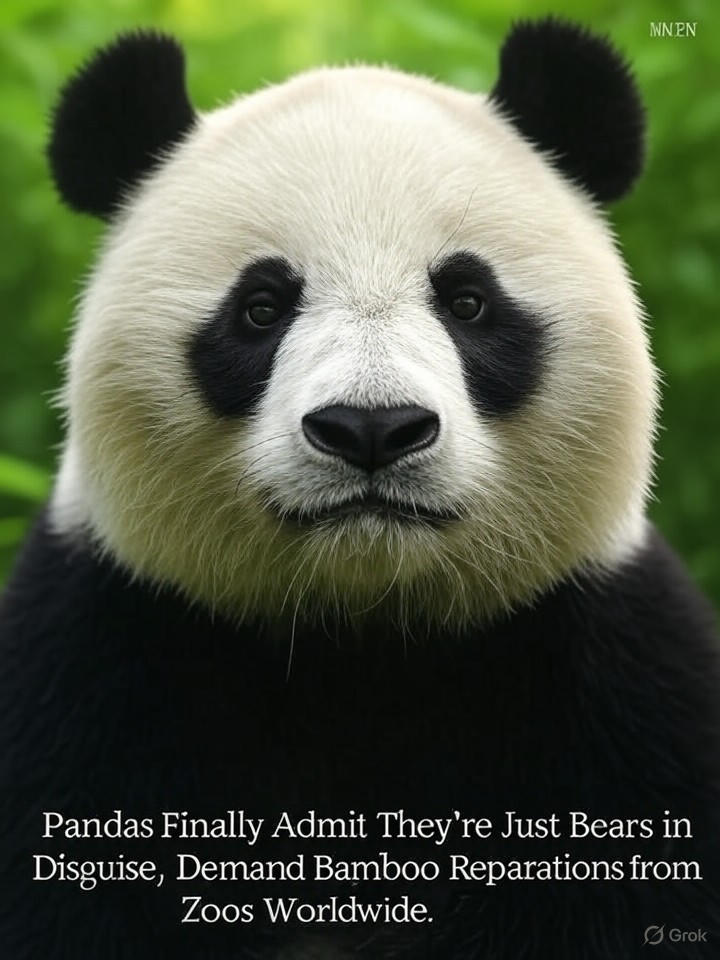 Image that is a representation of Pandas Finally Admit They're Just Bears in Disguise, Demand Bamboo Reparations from Zoos Worldwide