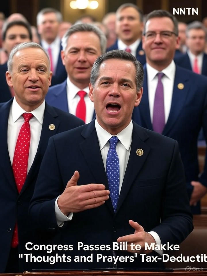 Image that is a representation of Congress Passes Bill to Make 'Thoughts and Prayers' Tax-Deductible