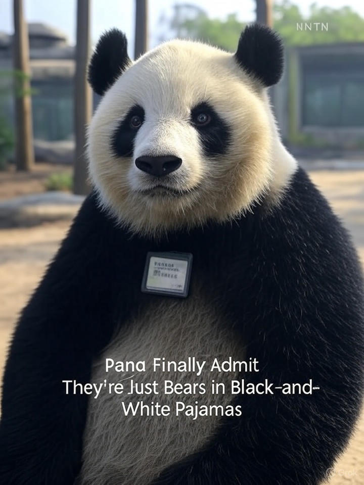Image that is a representation of Pandas Finally Admit They're Just Bears in Black-and-White Pajamas