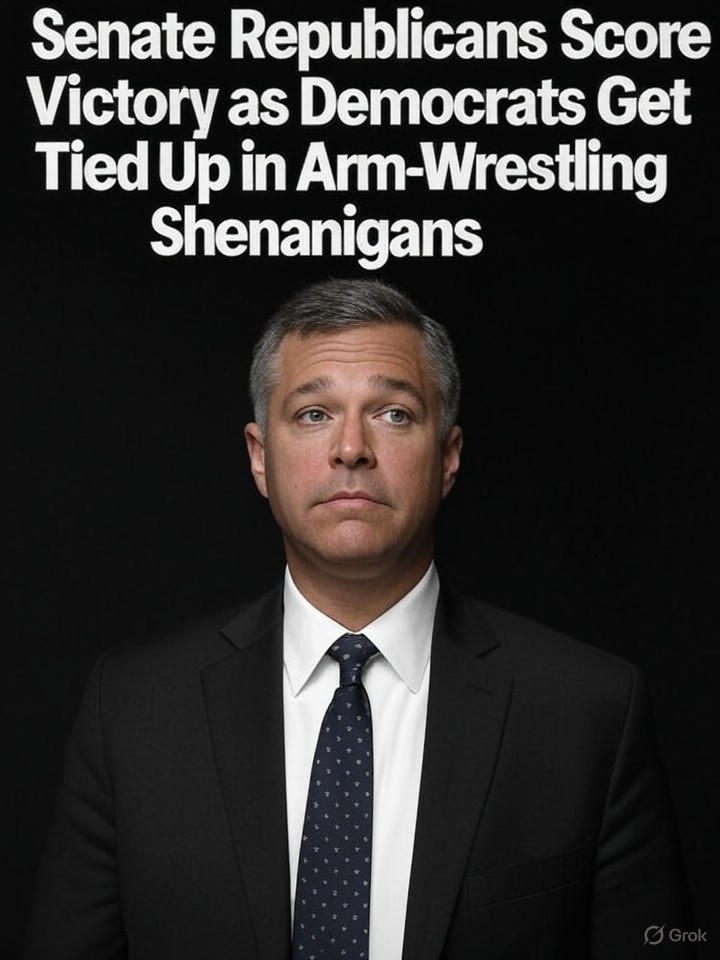 Image that is a representation of Senate Republicans Score Victory as Democrats Get Tied Up in Arm-Wrestling Shenanigans