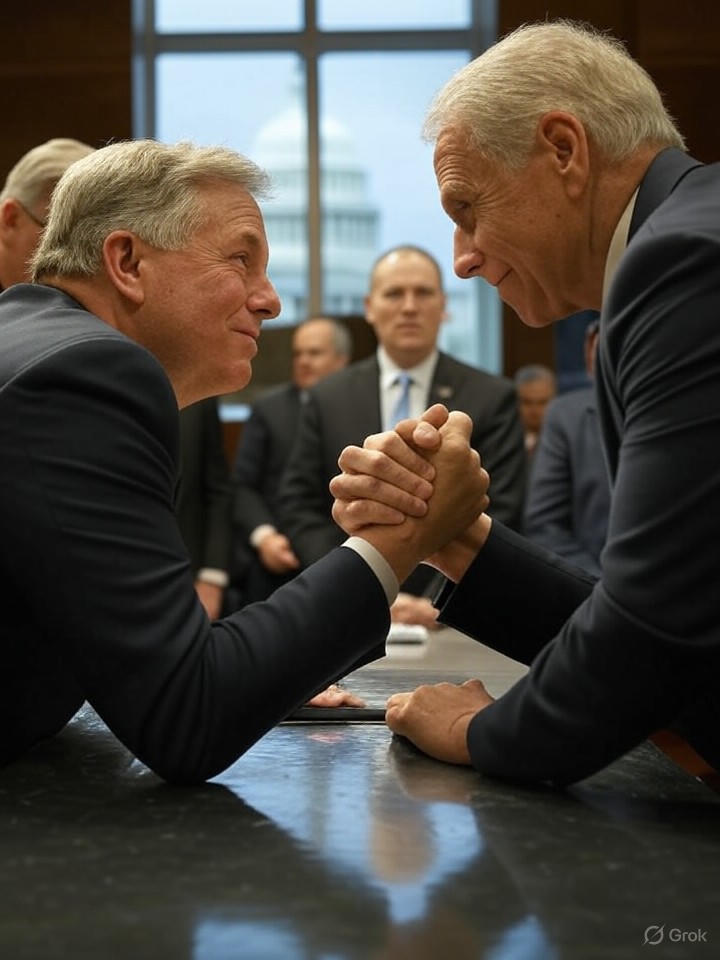 Image that is a representation of Senate Republicans Score Victory as Democrats Get Tied Up in Arm-Wrestling Shenanigans