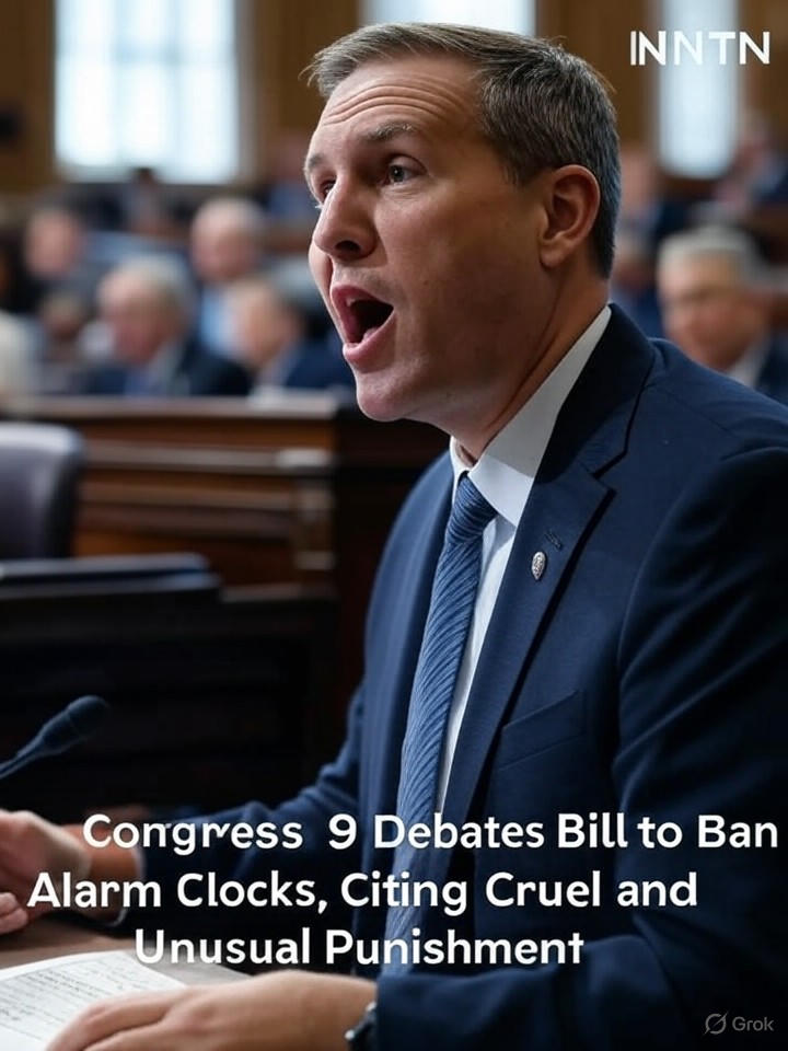Image that is a representation of Congress Debates Bill to Ban Alarm Clocks, Citing Cruel and Unusual Punishment