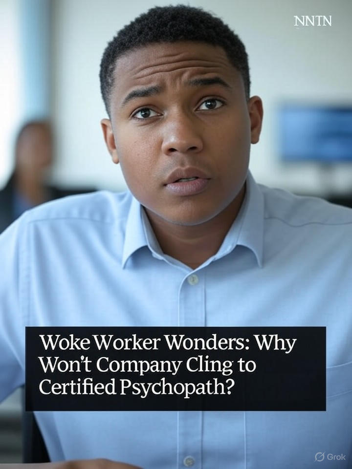 Image that is a representation of Woke Worker Wonders: Why Won't Company Cling to Certified Psychopath?