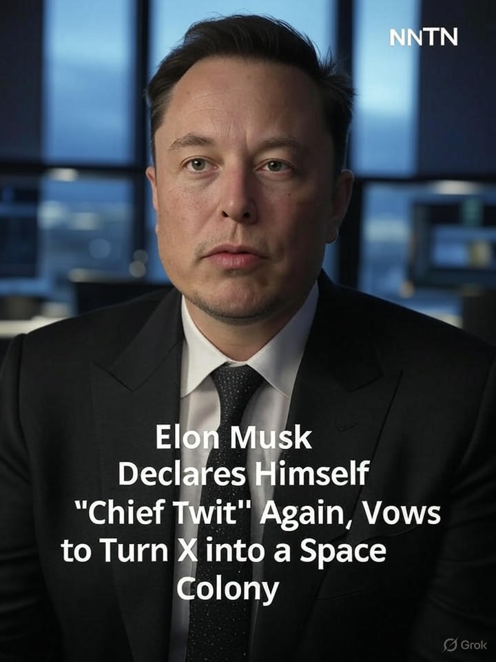 Image that is a representation of Elon Musk Declares Himself 'Chief Twit' Again, Vows to Turn X into a Space Colony